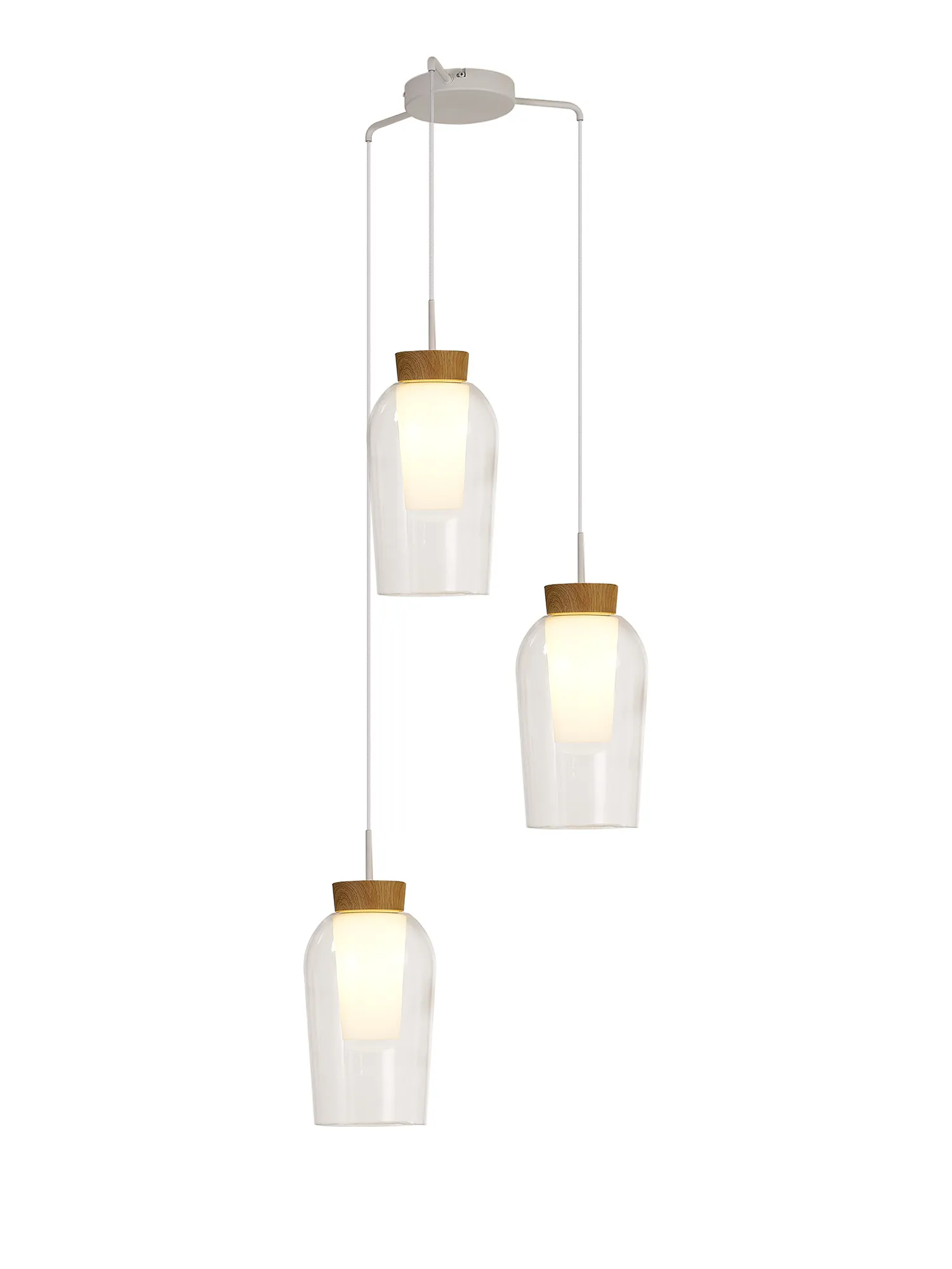 M8276 Nora White Mantra Nora Round Pendant 3 Light Adjustable E27 White